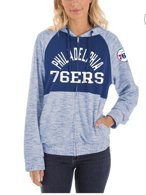 New Era Royal Philadelphia 76ers Space Dye Team Color Yoke Full-Zip Hoodie Small